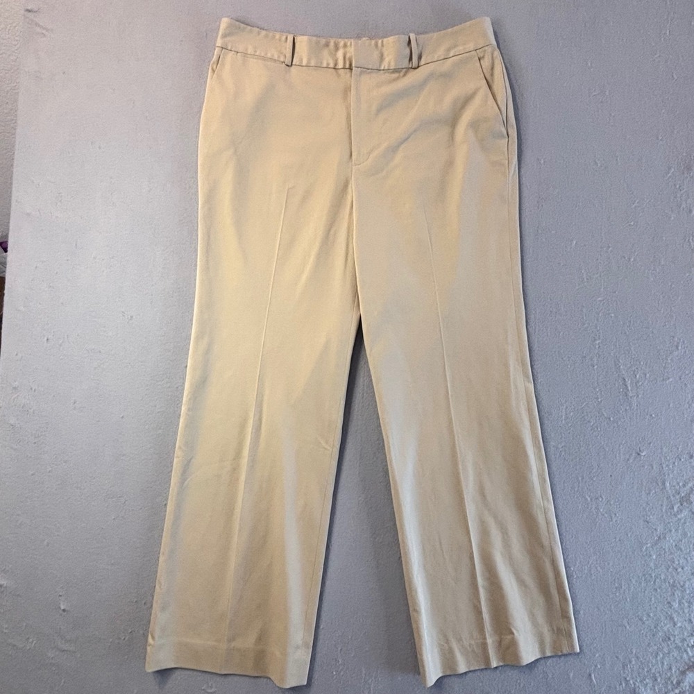 Lauren Ralph Lauren Womens Tan Khaki Wide Leg Dress Pants Trousers Size 16